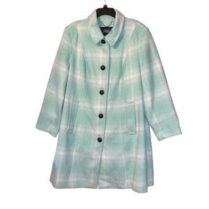 Lands’ End mint green wool  blend coat